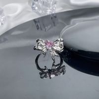 Wholesale Sweet Bow Knot Copper Plating Inlay Zircon Open Rings sku image 2