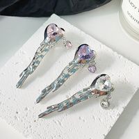 Women's Casual Simple Style Heart Shape Bow Knot Alloy Plating Zircon Hair Clip sku image 10