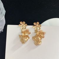 1 Pair Sweet Flower Plating Metal Drop Earrings main image 4