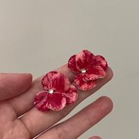 1 Pair Retro Artistic Flower Plating Copper Ear Studs main image 3