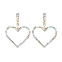 1 Pair Glam Shiny Heart Shape Plating Inlay Metal Rhinestones Drop Earrings sku image 3