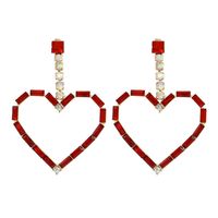 1 Pair Glam Shiny Heart Shape Plating Inlay Metal Rhinestones Drop Earrings main image 5
