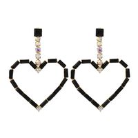 1 Pair Glam Shiny Heart Shape Plating Inlay Metal Rhinestones Drop Earrings sku image 2