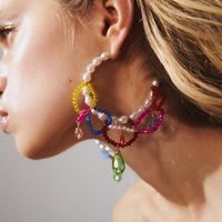 1 Paar Elegant Ferien Geometrisch Perlen Künstliche Perle Harz Metall Ohrringe main image 2