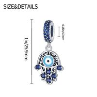 1 Piece Hole 4~4.9mm Copper Zircon Silver Plated Devil's Eye Palm Polished Pendant Beads main image 2