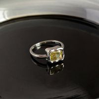 Wholesale Simple Style Square Copper Plating Inlay Zircon Open Rings sku image 1