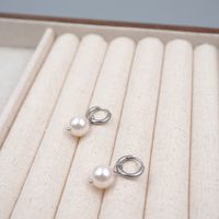 Casual Round Artificial Pearl Titanium Steel Wholesale Earrings Necklace main image 6