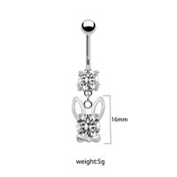 1 Piece Belly Rings Elegant Cute Shiny Rabbit Peacock Cat Stainless Steel Copper Hollow Out Inlay Rhinestones Zircon White Gold Plated Gold Plated main image 4