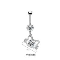 1 Piece Belly Rings Elegant Cute Shiny Rabbit Peacock Cat Stainless Steel Copper Hollow Out Inlay Rhinestones Zircon White Gold Plated Gold Plated sku image 2
