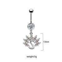 1 Piece Belly Rings Elegant Cute Shiny Rabbit Peacock Cat Stainless Steel Copper Hollow Out Inlay Rhinestones Zircon White Gold Plated Gold Plated sku image 6
