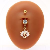 1 Piece Belly Rings Elegant Cute Shiny Rabbit Peacock Cat Stainless Steel Copper Hollow Out Inlay Rhinestones Zircon White Gold Plated Gold Plated main image 8
