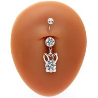 1 Piece Belly Rings Elegant Cute Shiny Rabbit Peacock Cat Stainless Steel Copper Hollow Out Inlay Rhinestones Zircon White Gold Plated Gold Plated main image 10
