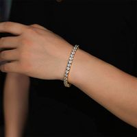 Le Cuivre Plaqué Or 18K Glamour Mariage Brillant Couleur Unie Chaîne Incruster Zircon Bracelet Tennis main image 5