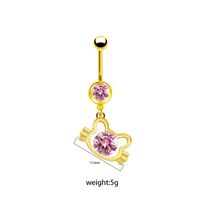 1 Piece Belly Rings Elegant Cute Shiny Rabbit Peacock Cat Stainless Steel Copper Hollow Out Inlay Rhinestones Zircon White Gold Plated Gold Plated sku image 3