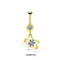1 Piece Belly Rings Elegant Cute Shiny Rabbit Peacock Cat Stainless Steel Copper Hollow Out Inlay Rhinestones Zircon White Gold Plated Gold Plated sku image 4