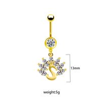 1 Piece Belly Rings Elegant Cute Shiny Rabbit Peacock Cat Stainless Steel Copper Hollow Out Inlay Rhinestones Zircon White Gold Plated Gold Plated sku image 8