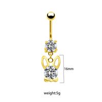 1 Piece Belly Rings Elegant Cute Shiny Rabbit Peacock Cat Stainless Steel Copper Hollow Out Inlay Rhinestones Zircon White Gold Plated Gold Plated sku image 7