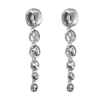 1 Pair Elegant Simple Style Geometric Inlay Alloy Rhinestones Glass Silver Plated Drop Earrings main image 6
