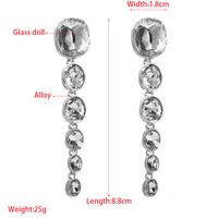 1 Pair Elegant Simple Style Geometric Inlay Alloy Rhinestones Glass Silver Plated Drop Earrings main image 2