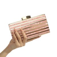 Champagne Black Pink Arylic Color Block Evening Bags sku image 4