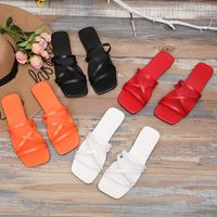 Women's Casual Solid Color Square Toe Slides Slippers main image 1