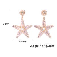 1 Pair Casual Sweet Starfish Inlay Alloy Rhinestones Pearl Drop Earrings main image 2