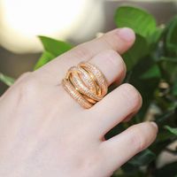 Copper K Gold Plated IG Style Simple Style Inlay Solid Color Zircon Rings main image 10