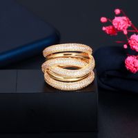 Copper K Gold Plated IG Style Simple Style Inlay Solid Color Zircon Rings sku image 1