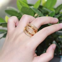 Copper K Gold Plated IG Style Simple Style Inlay Solid Color Zircon Rings main image 3