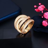 Copper K Gold Plated IG Style Simple Style Inlay Solid Color Zircon Rings main image 6