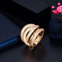 Copper K Gold Plated IG Style Simple Style Inlay Solid Color Zircon Rings main image 8