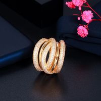 Copper K Gold Plated IG Style Simple Style Inlay Solid Color Zircon Rings main image 4