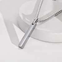 Stainless Steel Simple Style Three-dimensional Rectangle Pendant Necklace sku image 1