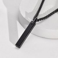 Stainless Steel Simple Style Three-dimensional Rectangle Pendant Necklace sku image 2