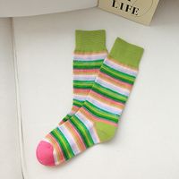 Unisex Casual Color Block Stripe Polyester Crew Socks A Pair main image 2