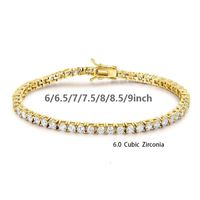 Copper 18K Gold Plated Glam Wedding Shiny Solid Color Chain Inlay Zircon Tennis Bracelet main image 2