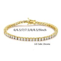 Copper 18K Gold Plated Glam Wedding Shiny Solid Color Chain Inlay Zircon Tennis Bracelet sku image 6