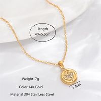 304 Stainless Steel 14K Gold Plated Elegant Romantic Classic Style Hollow Out Inlay Round Water Droplets Heart Shape Zircon Double Layer Necklaces Pendant Necklace main image 4