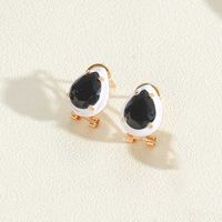 1 Pair Vintage Style Simple Style Commute Round Water Droplets Enamel Inlay Copper Acrylic Pearl Zircon 14K Gold Plated Ear Studs sku image 4