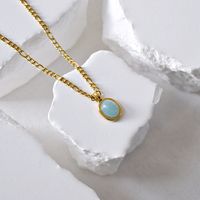 201 Stainless Steel 304 Stainless Steel Artificial Natural Stone Gold Plated Casual Simple Style Three-dimensional Inlay Round Natural Stone Pendant Necklace main image 3