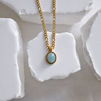 201 Stainless Steel 304 Stainless Steel Artificial Natural Stone Gold Plated Casual Simple Style Three-dimensional Inlay Round Natural Stone Pendant Necklace main image 1