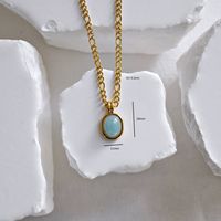 201 Stainless Steel 304 Stainless Steel Artificial Natural Stone Gold Plated Casual Simple Style Three-dimensional Inlay Round Natural Stone Pendant Necklace sku image 1