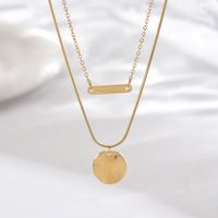 304 Stainless Steel 14K Gold Plated Elegant Romantic Classic Style Hollow Out Inlay Round Water Droplets Heart Shape Zircon Double Layer Necklaces Pendant Necklace main image 7