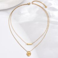 304 Stainless Steel 14K Gold Plated Elegant Romantic Classic Style Hollow Out Inlay Round Water Droplets Heart Shape Zircon Double Layer Necklaces Pendant Necklace main image 6