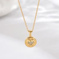 304 Stainless Steel 14K Gold Plated Elegant Romantic Classic Style Hollow Out Inlay Round Water Droplets Heart Shape Zircon Double Layer Necklaces Pendant Necklace main image 8