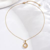 304 Stainless Steel 14K Gold Plated Elegant Romantic Classic Style Hollow Out Inlay Round Water Droplets Heart Shape Zircon Double Layer Necklaces Pendant Necklace main image 9