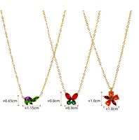 304 Stainless Steel Sweet Shiny Inlay Flower Butterfly Zircon Pendant Necklace main image 2