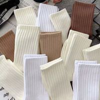 Femmes Style Simple Couleur Unie Polyester Jacquard Crew Socks Une Paire main image 1