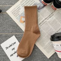 Women's Simple Style Solid Color Polyester Jacquard Crew Socks A Pair sku image 4