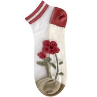 Sweet Plaid Flower Polyester Ankle Socks A Pair main image 2